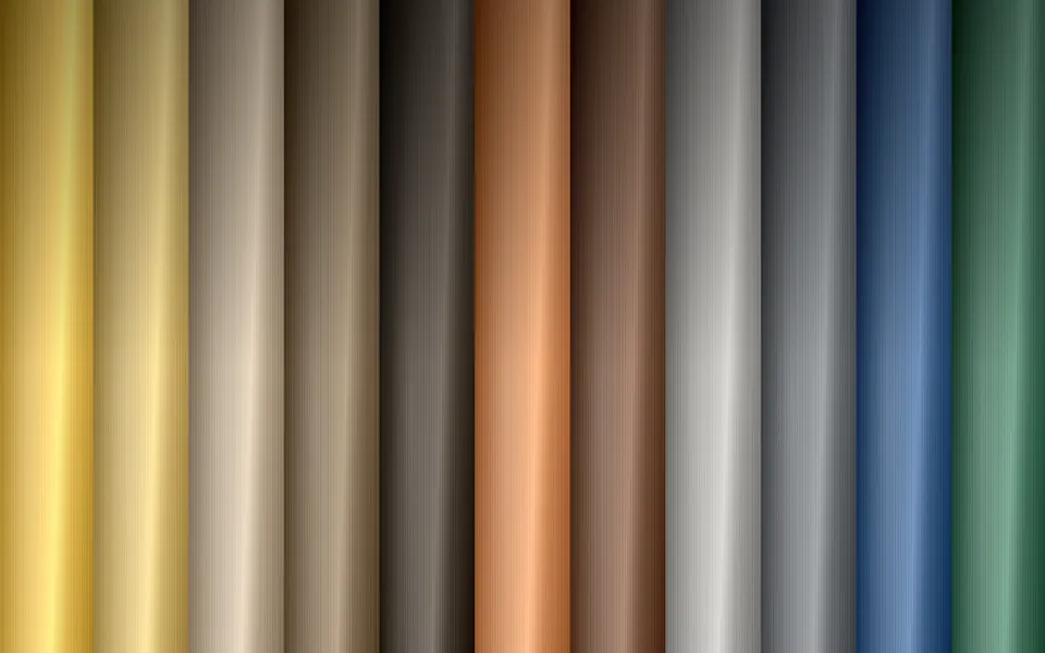 Lorin anodised aluminium colour range in vertical coil samples