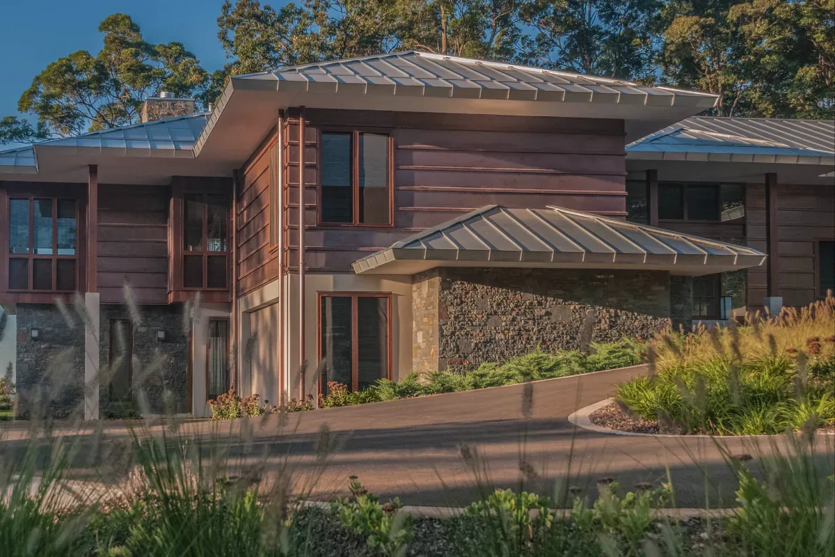 Copper batten seam cladding — Mount Tamborine Hinterland Estate by Euroclad
